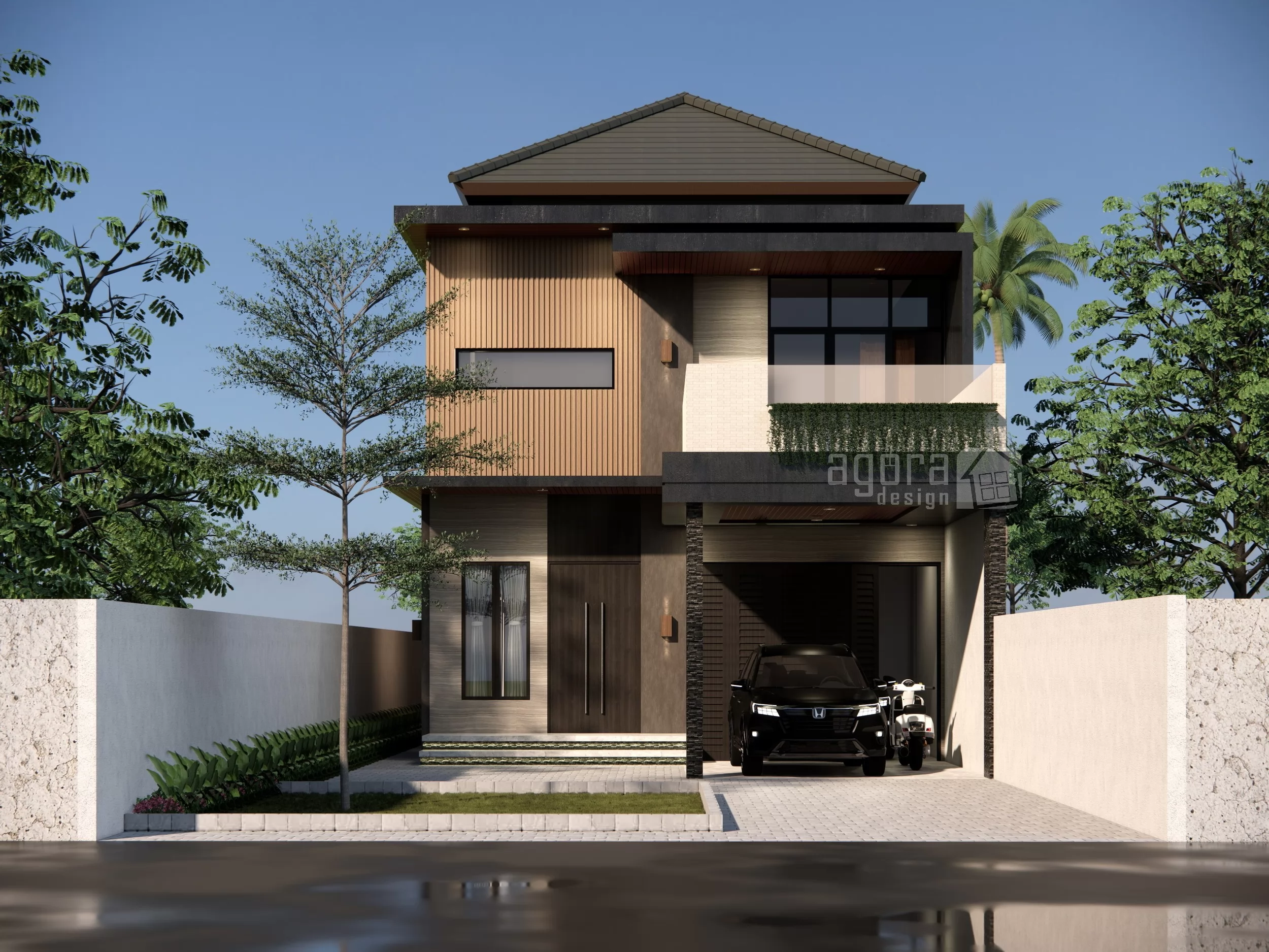 Desain Rumah 2 Lantai Modern Kontemporer Pinra Makassar