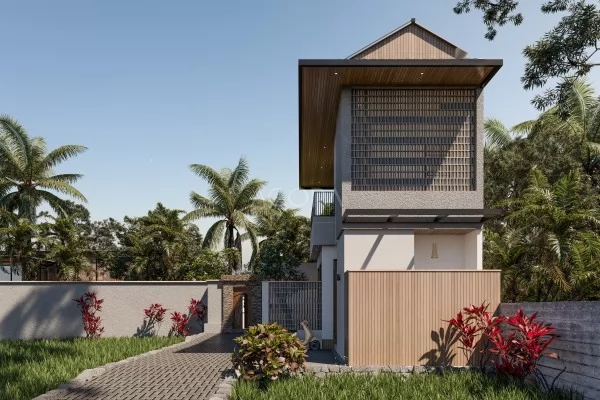 Rumah 2 Lantai Tropis Kontemporer